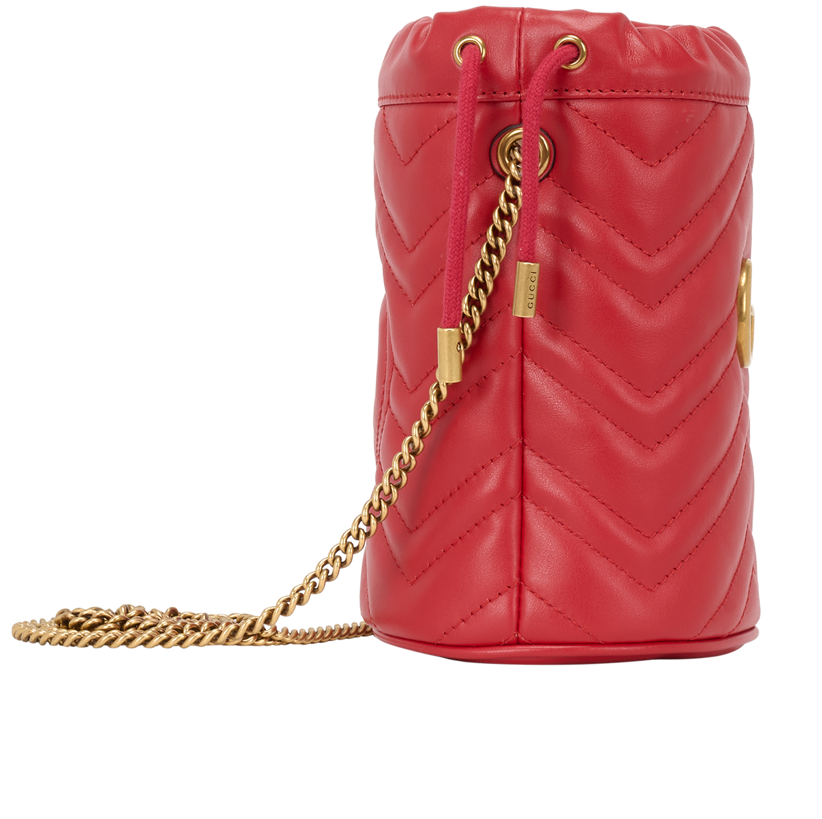 Marmont Bucket Bag, &pound;490, Handbags, Red, Leather, Side view